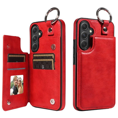 003 For Samsung Galaxy A54 5G Case Anti-Drop Ring Buckle Leather Back Cover Card Holder