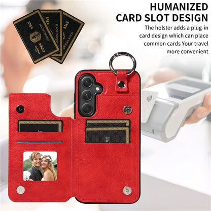 003 For Samsung Galaxy A54 5G Case Anti-Drop Ring Buckle Leather Back Cover Card Holder