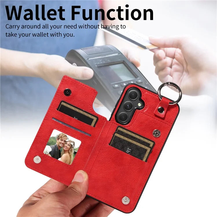 003 For Samsung Galaxy A54 5G Case Anti-Drop Ring Buckle Leather Back Cover Card Holder