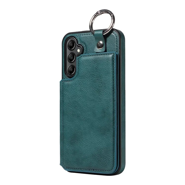 003 For Samsung Galaxy A14 4G / 5G Case with Card Holder Ring Buckle Protective Leather Back Cover