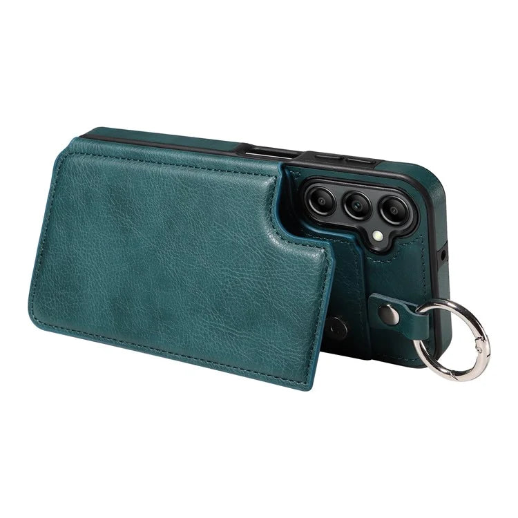003 For Samsung Galaxy A14 4G / 5G Case with Card Holder Ring Buckle Protective Leather Back Cover