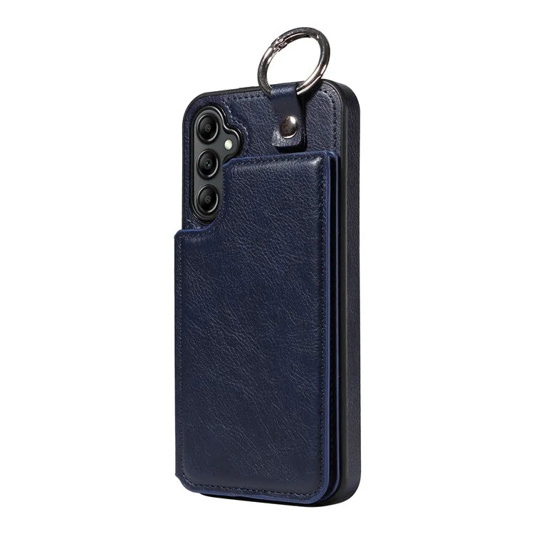 003 For Samsung Galaxy A14 4G / 5G Case with Card Holder Ring Buckle Protective Leather Back Cover