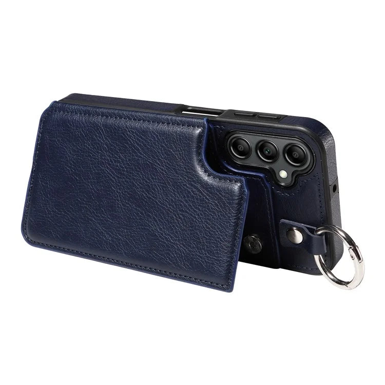 003 For Samsung Galaxy A14 4G / 5G Case with Card Holder Ring Buckle Protective Leather Back Cover