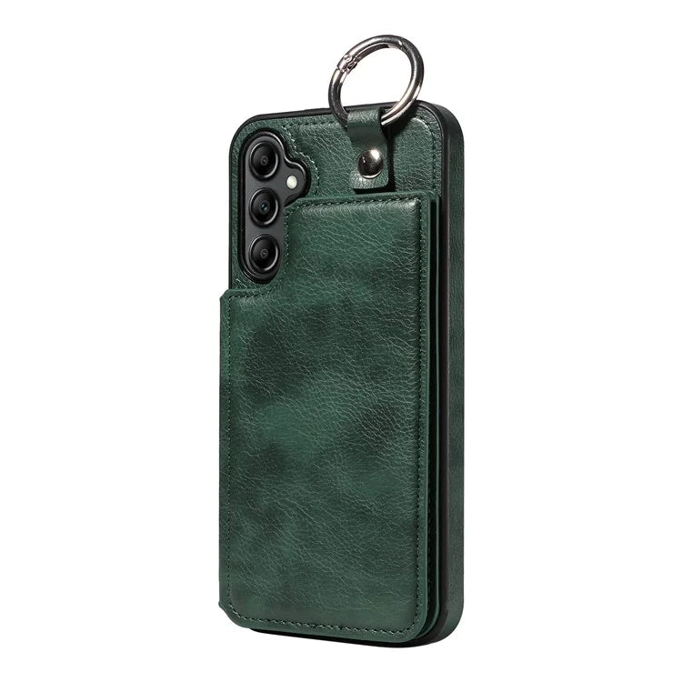 003 For Samsung Galaxy A14 4G / 5G Case with Card Holder Ring Buckle Protective Leather Back Cover