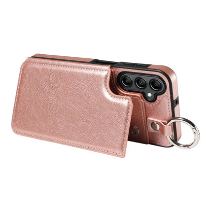 003 For Samsung Galaxy A14 4G / 5G Case with Card Holder Ring Buckle Protective Leather Back Cover