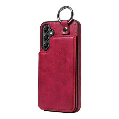003 For Samsung Galaxy A14 4G / 5G Case with Card Holder Ring Buckle Protective Leather Back Cover