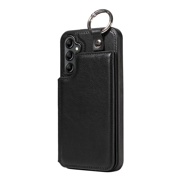 003 For Samsung Galaxy A14 4G / 5G Case with Card Holder Ring Buckle Protective Leather Back Cover