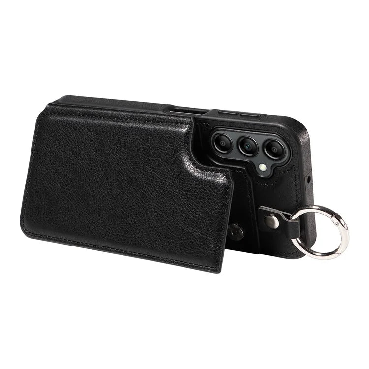 003 For Samsung Galaxy A14 4G / 5G Case with Card Holder Ring Buckle Protective Leather Back Cover