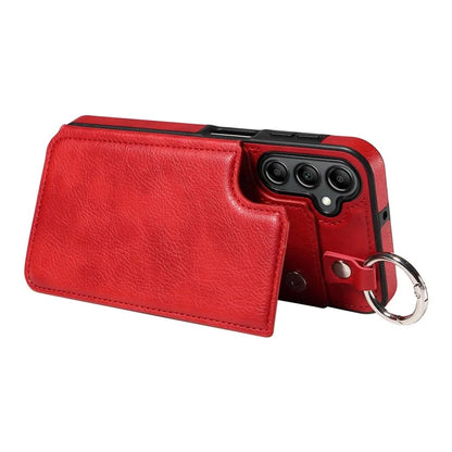 003 For Samsung Galaxy A14 4G / 5G Case with Card Holder Ring Buckle Protective Leather Back Cover