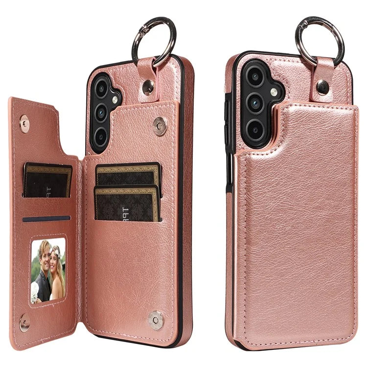 003 For Samsung Galaxy A15 5G Case Litchi Texture Leather + TPU Phone Cover Anti-Drop Ring Buckle