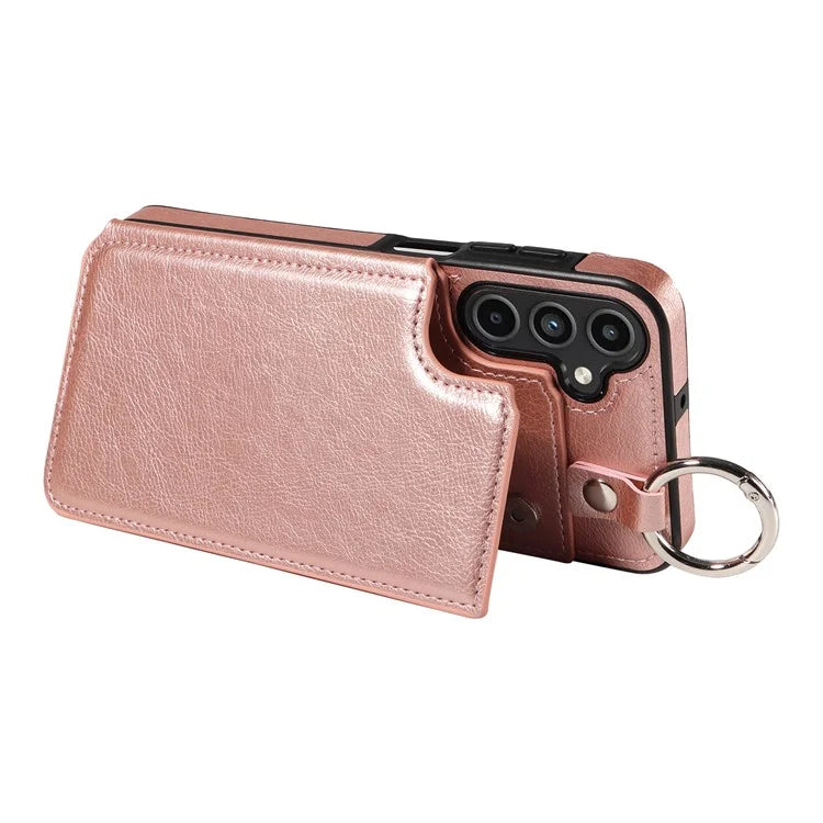 003 For Samsung Galaxy A15 5G Case Litchi Texture Leather + TPU Phone Cover Anti-Drop Ring Buckle