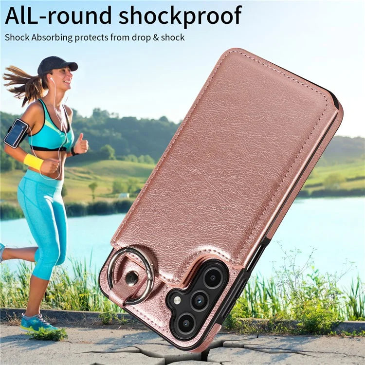 003 For Samsung Galaxy A15 5G Case Litchi Texture Leather + TPU Phone Cover Anti-Drop Ring Buckle