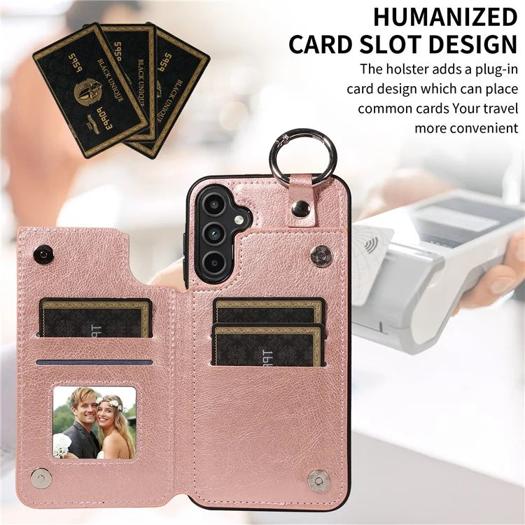 003 For Samsung Galaxy A15 5G Case Litchi Texture Leather + TPU Phone Cover Anti-Drop Ring Buckle