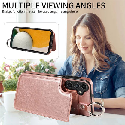 003 For Samsung Galaxy A15 5G Case Litchi Texture Leather + TPU Phone Cover Anti-Drop Ring Buckle