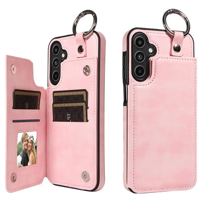 003 For Samsung Galaxy A15 5G Case Litchi Texture Leather + TPU Phone Cover Anti-Drop Ring Buckle