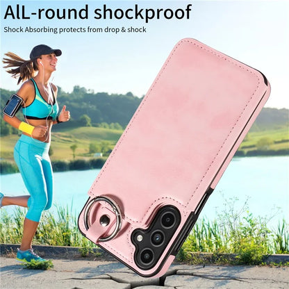 003 For Samsung Galaxy A15 5G Case Litchi Texture Leather + TPU Phone Cover Anti-Drop Ring Buckle