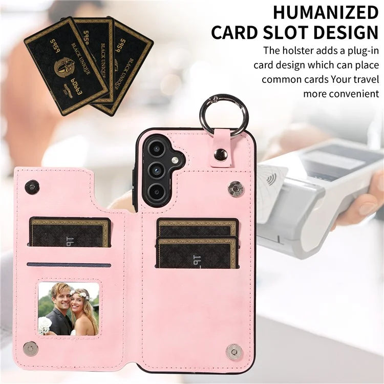 003 For Samsung Galaxy A15 5G Case Litchi Texture Leather + TPU Phone Cover Anti-Drop Ring Buckle