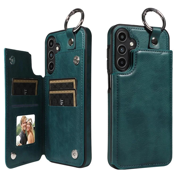 003 For Samsung Galaxy A15 5G Case Litchi Texture Leather + TPU Phone Cover Anti-Drop Ring Buckle