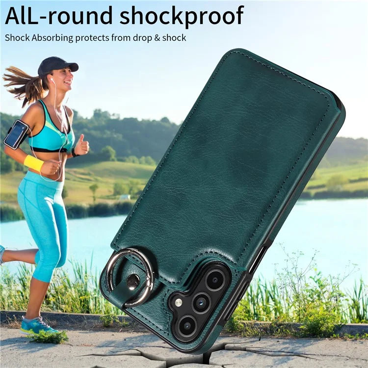 003 For Samsung Galaxy A15 5G Case Litchi Texture Leather + TPU Phone Cover Anti-Drop Ring Buckle