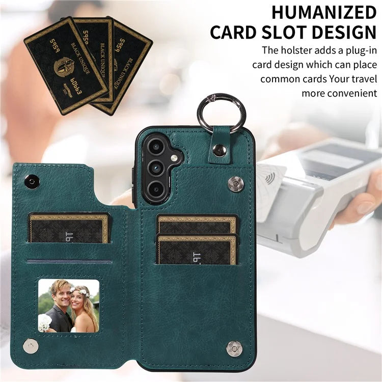 003 For Samsung Galaxy A15 5G Case Litchi Texture Leather + TPU Phone Cover Anti-Drop Ring Buckle