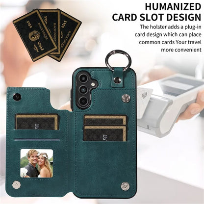 003 For Samsung Galaxy A15 5G Case Litchi Texture Leather + TPU Phone Cover Anti-Drop Ring Buckle