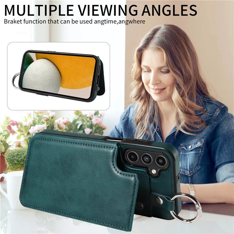 003 For Samsung Galaxy A15 5G Case Litchi Texture Leather + TPU Phone Cover Anti-Drop Ring Buckle