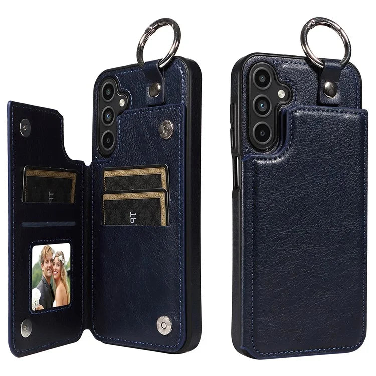 003 For Samsung Galaxy A15 5G Case Litchi Texture Leather + TPU Phone Cover Anti-Drop Ring Buckle