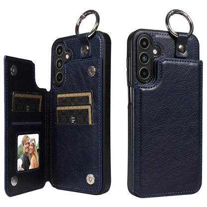 003 For Samsung Galaxy A15 5G Case Litchi Texture Leather + TPU Phone Cover Anti-Drop Ring Buckle