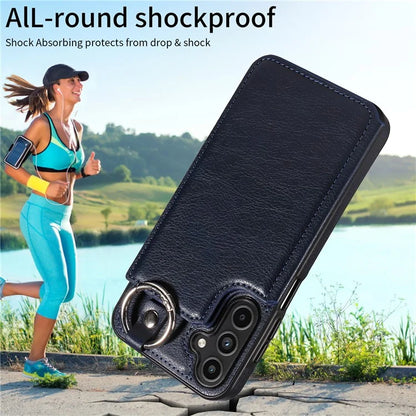 003 For Samsung Galaxy A15 5G Case Litchi Texture Leather + TPU Phone Cover Anti-Drop Ring Buckle