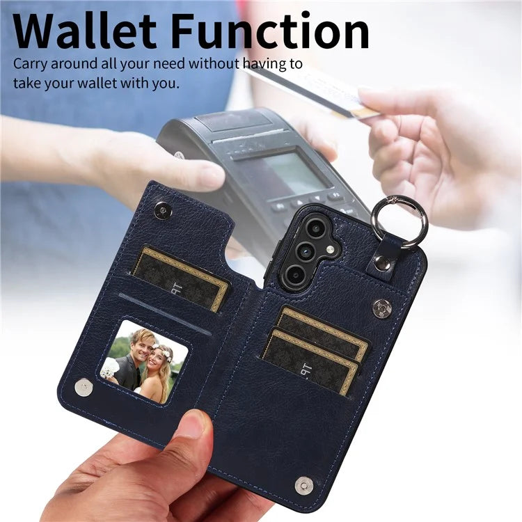 003 For Samsung Galaxy A15 5G Case Litchi Texture Leather + TPU Phone Cover Anti-Drop Ring Buckle