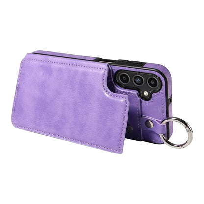 003 For Samsung Galaxy A15 5G Case Litchi Texture Leather + TPU Phone Cover Anti-Drop Ring Buckle