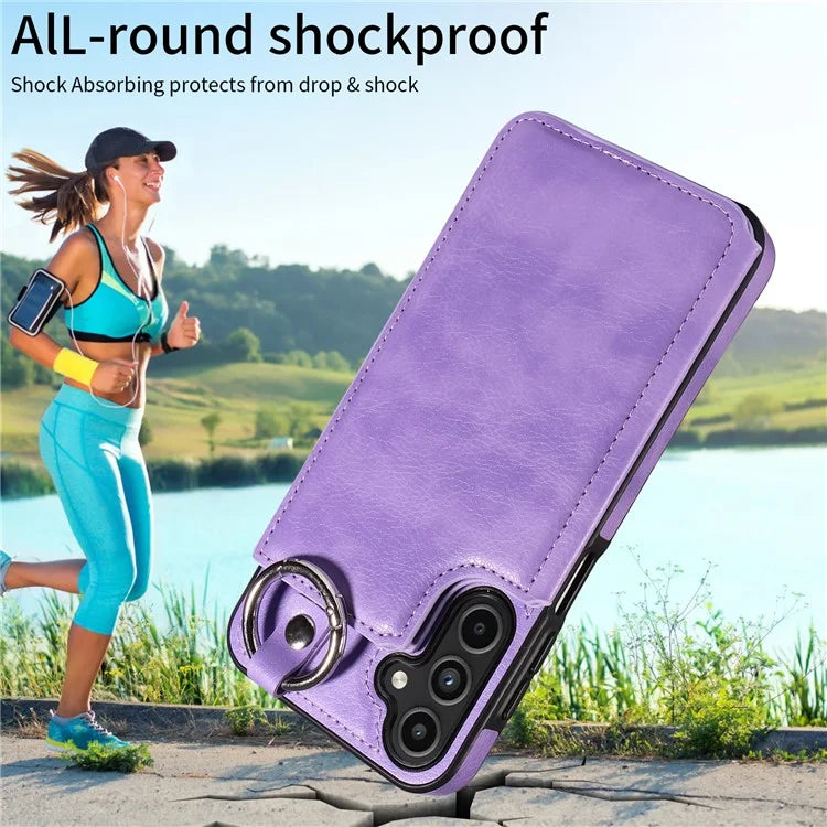 003 For Samsung Galaxy A15 5G Case Litchi Texture Leather + TPU Phone Cover Anti-Drop Ring Buckle