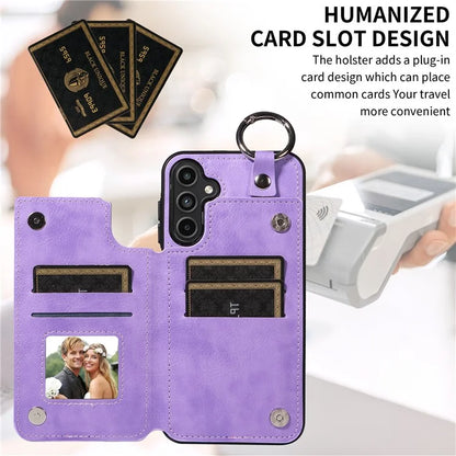 003 For Samsung Galaxy A15 5G Case Litchi Texture Leather + TPU Phone Cover Anti-Drop Ring Buckle