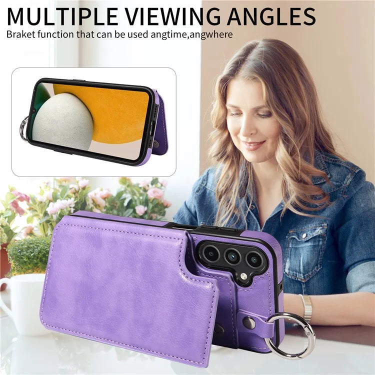 003 For Samsung Galaxy A15 5G Case Litchi Texture Leather + TPU Phone Cover Anti-Drop Ring Buckle