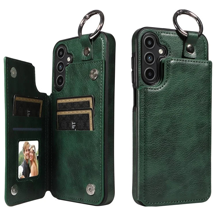 003 For Samsung Galaxy A15 5G Case Litchi Texture Leather + TPU Phone Cover Anti-Drop Ring Buckle