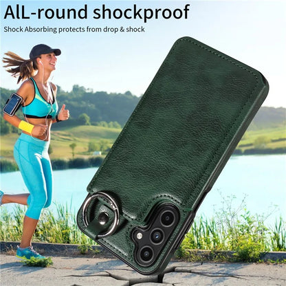 003 For Samsung Galaxy A15 5G Case Litchi Texture Leather + TPU Phone Cover Anti-Drop Ring Buckle