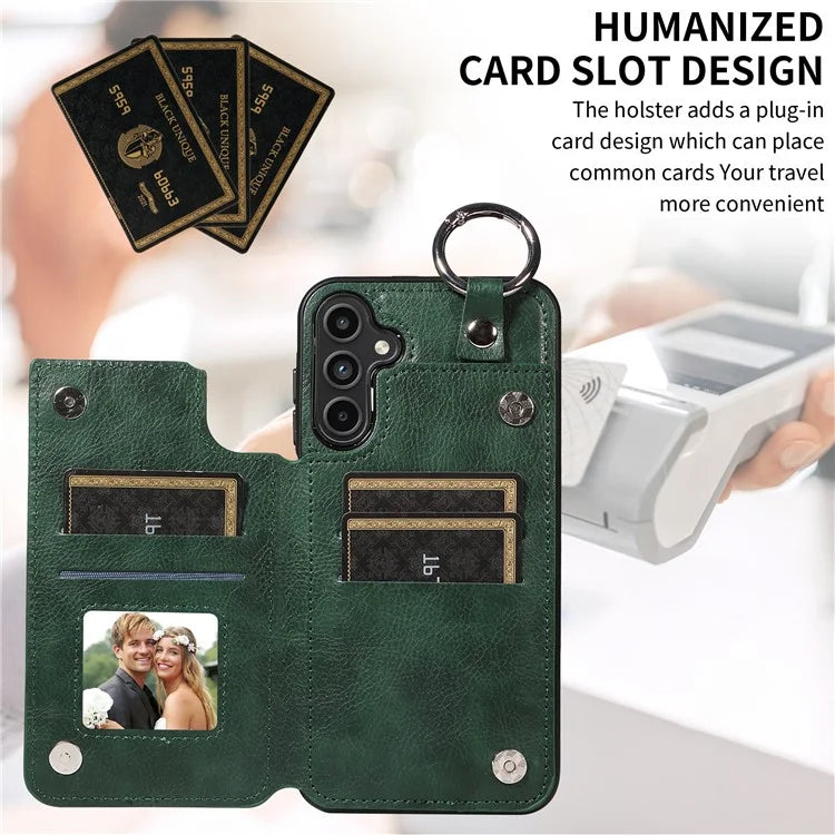 003 For Samsung Galaxy A15 5G Case Litchi Texture Leather + TPU Phone Cover Anti-Drop Ring Buckle