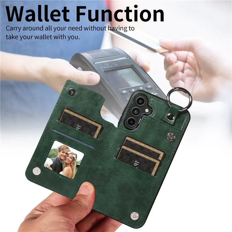 003 For Samsung Galaxy A15 5G Case Litchi Texture Leather + TPU Phone Cover Anti-Drop Ring Buckle