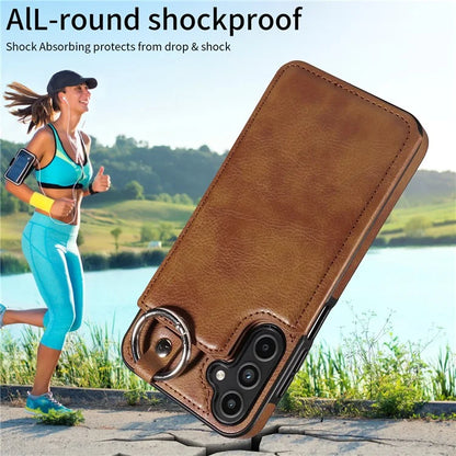 003 For Samsung Galaxy A15 5G Case Litchi Texture Leather + TPU Phone Cover Anti-Drop Ring Buckle