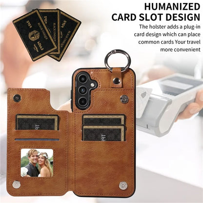 003 For Samsung Galaxy A15 5G Case Litchi Texture Leather + TPU Phone Cover Anti-Drop Ring Buckle