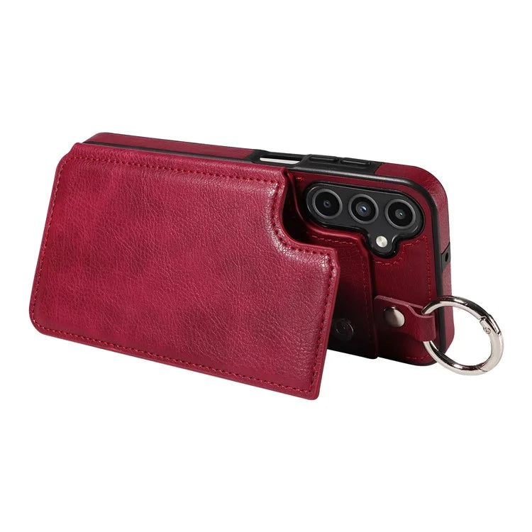 003 For Samsung Galaxy A15 5G Case Litchi Texture Leather + TPU Phone Cover Anti-Drop Ring Buckle