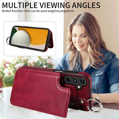 003 For Samsung Galaxy A15 5G Case Litchi Texture Leather + TPU Phone Cover Anti-Drop Ring Buckle