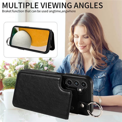 003 For Samsung Galaxy A15 5G Case Litchi Texture Leather + TPU Phone Cover Anti-Drop Ring Buckle