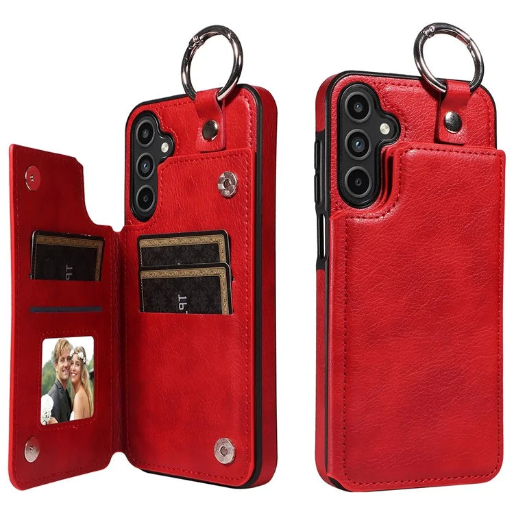 003 For Samsung Galaxy A15 5G Case Litchi Texture Leather + TPU Phone Cover Anti-Drop Ring Buckle