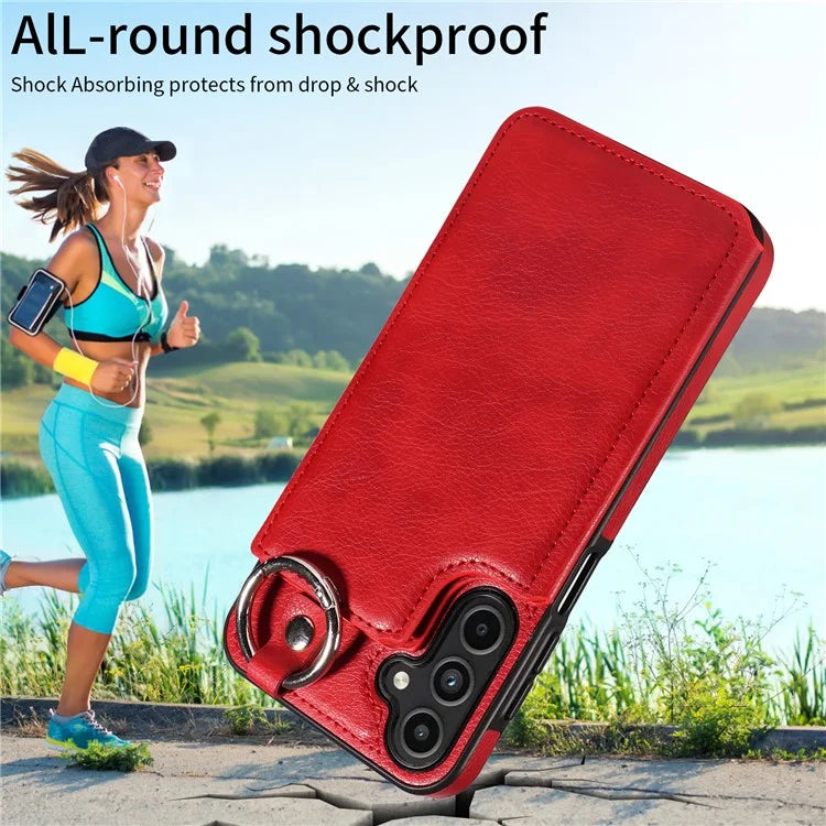 003 For Samsung Galaxy A15 5G Case Litchi Texture Leather + TPU Phone Cover Anti-Drop Ring Buckle