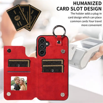 003 For Samsung Galaxy A15 5G Case Litchi Texture Leather + TPU Phone Cover Anti-Drop Ring Buckle