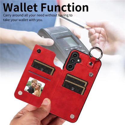 003 For Samsung Galaxy A15 5G Case Litchi Texture Leather + TPU Phone Cover Anti-Drop Ring Buckle