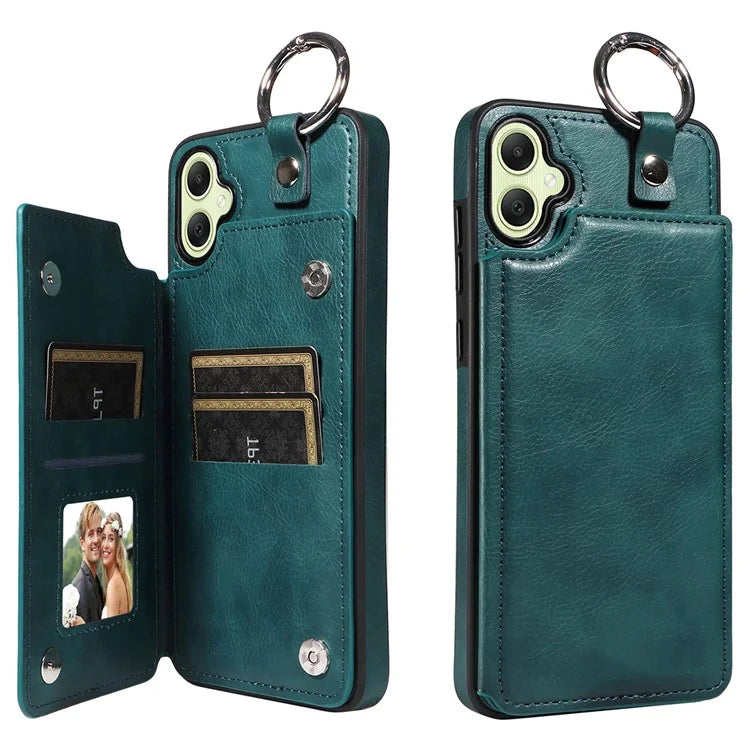 003 For Samsung Galaxy A05 4G Case Leather + TPU Kickstand Phone Cover Ring Buckle