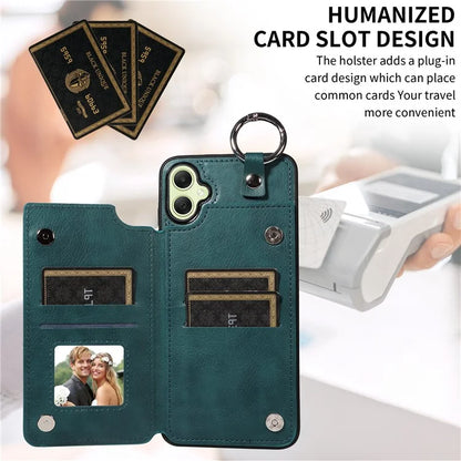 003 For Samsung Galaxy A05 4G Case Leather + TPU Kickstand Phone Cover Ring Buckle