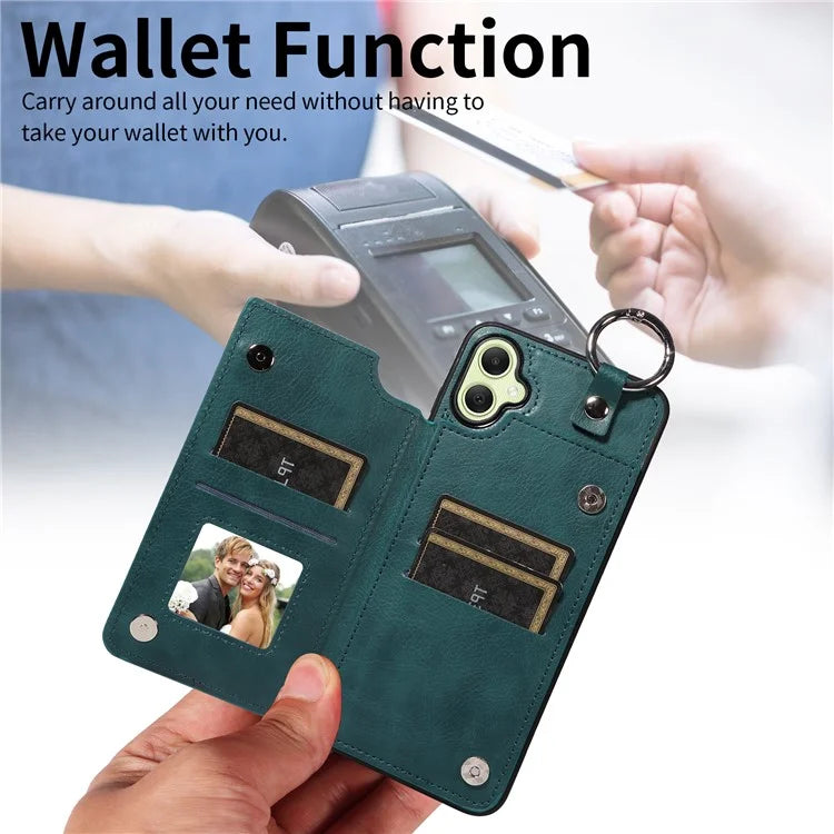 003 For Samsung Galaxy A05 4G Case Leather + TPU Kickstand Phone Cover Ring Buckle